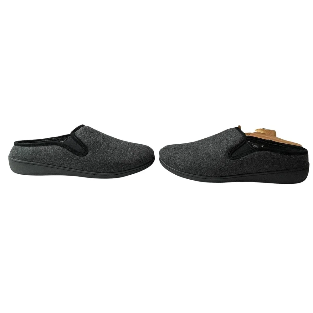 Vionic Unwind Mens Slippers Charcoal Grey Felt Orthotic Slip On Shoes Size 9.5